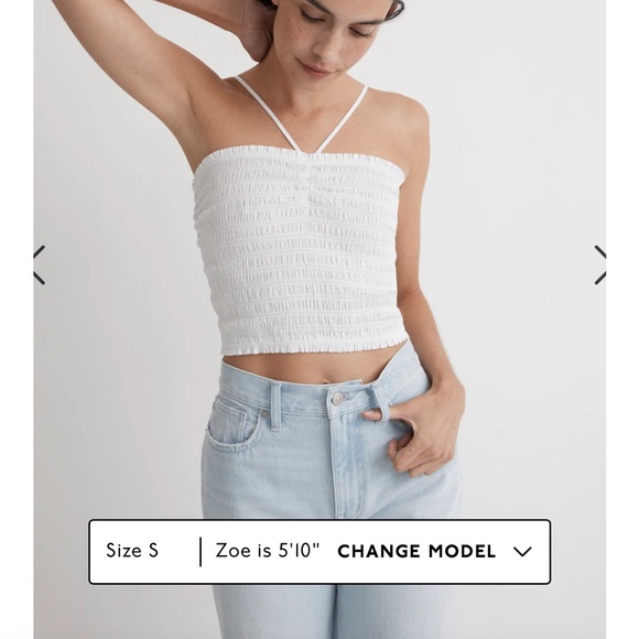 Madewell Poplin Smocked Halter Crop Top - Picture 4 of 5